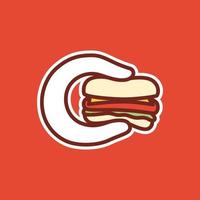 Pinch Burger Logo with small hand pinchs the hamburger vector