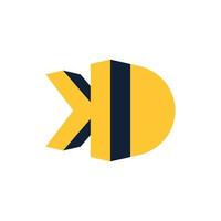 KD logo monogram, letter K and D 3d vector
