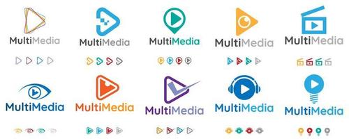 Multimedia Logo Set Design Vector