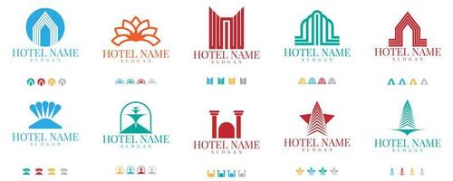 vector de diseño de conjunto de logotipo de hotel