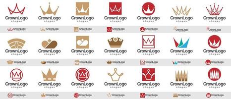 Crown Logo Set Design Vector