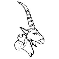 Black line vector logo mountain goat head. It is sign of capricorn zodiac.