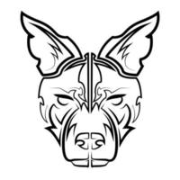 Black and white line art of wolf head. Good use for symbol, mascot, icon, avatar, tattoo, T Shirt design, logo or any design vector