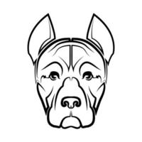 Black and white line art of pitbull dog head. Good use for symbol mascot icon avatar tattoo T Shirt design logo or any design vector