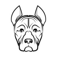 arte lineal en blanco y negro de la cabeza de perro pitbull. buen uso para símbolo mascota icono avatar tatuaje camiseta diseño logotipo o cualquier diseño vector