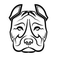 arte lineal en blanco y negro de la cabeza de perro pitbull. buen uso para símbolo mascota icono avatar tatuaje camiseta diseño logotipo o cualquier diseño vector