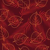 Leaves pattern with red background vector