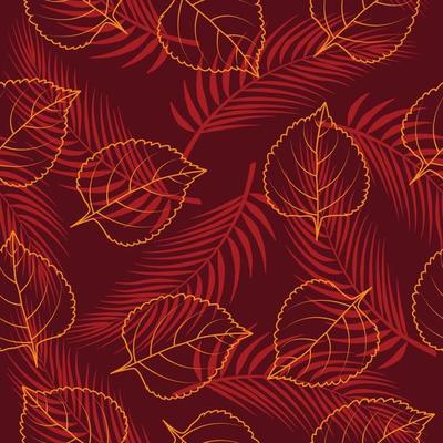 Leaves pattern with red background