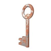 Old key isolated on white background photo