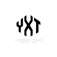 YXT letter logo design with polygon shape. YXT polygon and cube shape logo design. YXT hexagon vector logo template white and black colors. YXT monogram, business and real estate logo.
