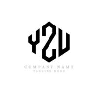 YZU letter logo design with polygon shape. YZU polygon and cube shape logo design. YZU hexagon vector logo template white and black colors. YZU monogram, business and real estate logo.