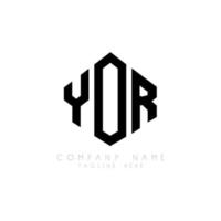 YOR letter logo design with polygon shape. YOR polygon and cube shape logo design. YOR hexagon vector logo template white and black colors. YOR monogram, business and real estate logo.