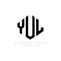 diseño de logotipo de letra yul con forma de polígono. yul polígono y diseño de logotipo en forma de cubo. yul hexágono vector logo plantilla colores blanco y negro. yul monograma, logotipo comercial e inmobiliario.