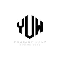 YUW letter logo design with polygon shape. YUW polygon and cube shape logo design. YUW hexagon vector logo template white and black colors. YUW monogram, business and real estate logo.