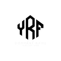 YRF letter logo design with polygon shape. YRF polygon and cube shape logo design. YRF hexagon vector logo template white and black colors. YRF monogram, business and real estate logo.