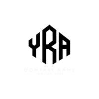 YRA letter logo design with polygon shape. YRA polygon and cube shape logo design. YRA hexagon vector logo template white and black colors. YRA monogram, business and real estate logo.