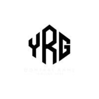 YRG letter logo design with polygon shape. YRG polygon and cube shape logo design. YRG hexagon vector logo template white and black colors. YRG monogram, business and real estate logo.