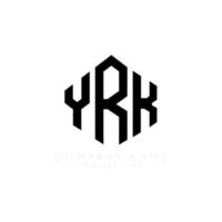 YRK letter logo design with polygon shape. YRK polygon and cube shape logo design. YRK hexagon vector logo template white and black colors. YRK monogram, business and real estate logo.