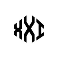 xxi diseño de logotipo de letra con forma de polígono. xxi diseño de logotipo en forma de polígono y cubo. xxi hexágono vector logo plantilla colores blanco y negro. xxi monograma, logotipo comercial e inmobiliario.