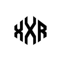 diseño de logotipo de letra xxr con forma de polígono. Diseño de logotipo en forma de cubo y polígono xxr. xxr hexágono vector logo plantilla colores blanco y negro. Monograma xxr, logotipo comercial y inmobiliario.