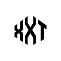 diseño de logotipo de letra xxt con forma de polígono. Diseño de logotipo en forma de cubo y polígono xxt. xxt hexágono vector logo plantilla colores blanco y negro. Monograma xxt, logotipo comercial y inmobiliario.