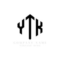 YTK letter logo design with polygon shape. YTK polygon and cube shape logo design. YTK hexagon vector logo template white and black colors. YTK monogram, business and real estate logo.