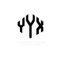 YYX letter logo design with polygon shape. YYX polygon and cube shape logo design. YYX hexagon vector logo template white and black colors. YYX monogram, business and real estate logo.