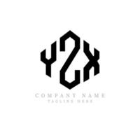 YZX letter logo design with polygon shape. YZX polygon and cube shape logo design. YZX hexagon vector logo template white and black colors. YZX monogram, business and real estate logo.