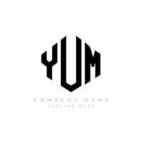 YUM letter logo design with polygon shape. YUM polygon and cube shape logo design. YUM hexagon vector logo template white and black colors. YUM monogram, business and real estate logo.