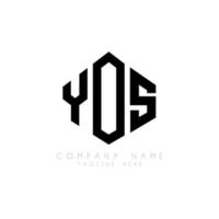 YOS letter logo design with polygon shape. YOS polygon and cube shape logo design. YOS hexagon vector logo template white and black colors. YOS monogram, business and real estate logo.