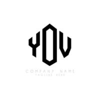 YOV letter logo design with polygon shape. YOV polygon and cube shape logo design. YOV hexagon vector logo template white and black colors. YOV monogram, business and real estate logo.