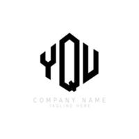 YQU letter logo design with polygon shape. YQU polygon and cube shape logo design. YQU hexagon vector logo template white and black colors. YQU monogram, business and real estate logo.