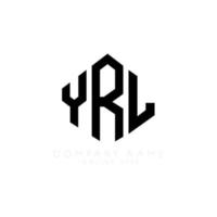 YRL letter logo design with polygon shape. YRL polygon and cube shape logo design. YRL hexagon vector logo template white and black colors. YRL monogram, business and real estate logo.