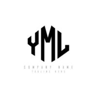 YML letter logo design with polygon shape. YML polygon and cube shape logo design. YML hexagon vector logo template white and black colors. YML monogram, business and real estate logo.