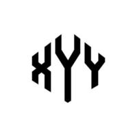 XYY letter logo design with polygon shape. XYY polygon and cube shape logo design. XYY hexagon vector logo template white and black colors. XYY monogram, business and real estate logo.