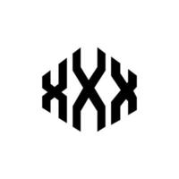 XXX letter logo design with polygon shape. XXX polygon and cube shape logo design. XXX hexagon vector logo template white and black colors. XXX monogram, business and real estate logo.
