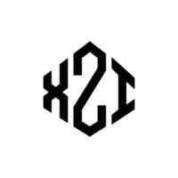diseño de logotipo de letra xzi con forma de polígono. Diseño de logotipo en forma de cubo y polígono xzi. xzi hexágono vector logo plantilla colores blanco y negro. Monograma xzi, logotipo empresarial y inmobiliario.
