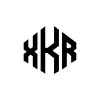 Diseño de logotipo de letra xkr con forma de polígono. Diseño de logotipo en forma de cubo y polígono xkr. xkr hexágono vector logo plantilla colores blanco y negro. Monograma xkr, logotipo empresarial y inmobiliario.