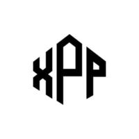 diseño de logotipo de letra xpp con forma de polígono. diseño de logotipo en forma de cubo y polígono xpp. xpp hexágono vector logo plantilla colores blanco y negro. monograma xpp, logotipo empresarial y inmobiliario.