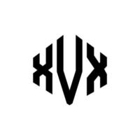 Diseño de logotipo de letra xvx con forma de polígono. xvx polígono y diseño de logotipo en forma de cubo. xvx hexágono vector logo plantilla colores blanco y negro. xvx monograma, logotipo comercial e inmobiliario.