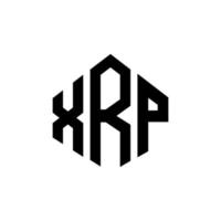 XRP letter logo design with polygon shape. XRP polygon and cube shape logo design. XRP hexagon vector logo template white and black colors. XRP monogram, business and real estate logo.