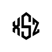 XSZ letter logo design with polygon shape. XSZ polygon and cube shape logo design. XSZ hexagon vector logo template white and black colors. XSZ monogram, business and real estate logo.