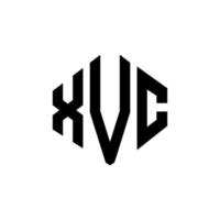 XVC letter logo design with polygon shape. XVC polygon and cube shape logo design. XVC hexagon vector logo template white and black colors. XVC monogram, business and real estate logo.