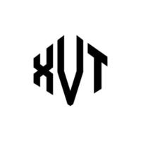 diseño de logotipo de letra xvt con forma de polígono. xvt polígono y diseño de logotipo en forma de cubo. xvt hexágono vector logo plantilla colores blanco y negro. xvt monograma, logotipo comercial e inmobiliario.