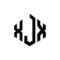 XJX letter logo design with polygon shape. XJX polygon and cube shape logo design. XJX hexagon vector logo template white and black colors. XJX monogram, business and real estate logo.