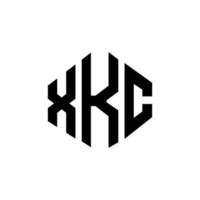 XKC letter logo design with polygon shape. XKC polygon and cube shape logo design. XKC hexagon vector logo template white and black colors. XKC monogram, business and real estate logo.