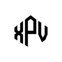 XPV letter logo design with polygon shape. XPV polygon and cube shape logo design. XPV hexagon vector logo template white and black colors. XPV monogram, business and real estate logo.