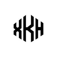 XKH letter logo design with polygon shape. XKH polygon and cube shape logo design. XKH hexagon vector logo template white and black colors. XKH monogram, business and real estate logo.