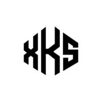 XKS letter logo design with polygon shape. XKS polygon and cube shape logo design. XKS hexagon vector logo template white and black colors. XKS monogram, business and real estate logo.