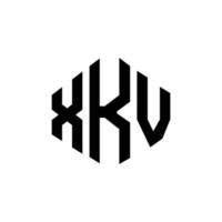 XKV letter logo design with polygon shape. XKV polygon and cube shape logo design. XKV hexagon vector logo template white and black colors. XKV monogram, business and real estate logo.